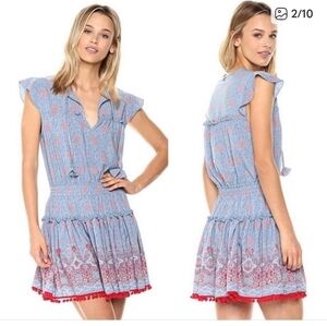 Misa Los Angeles Blue and Red Mini Dress